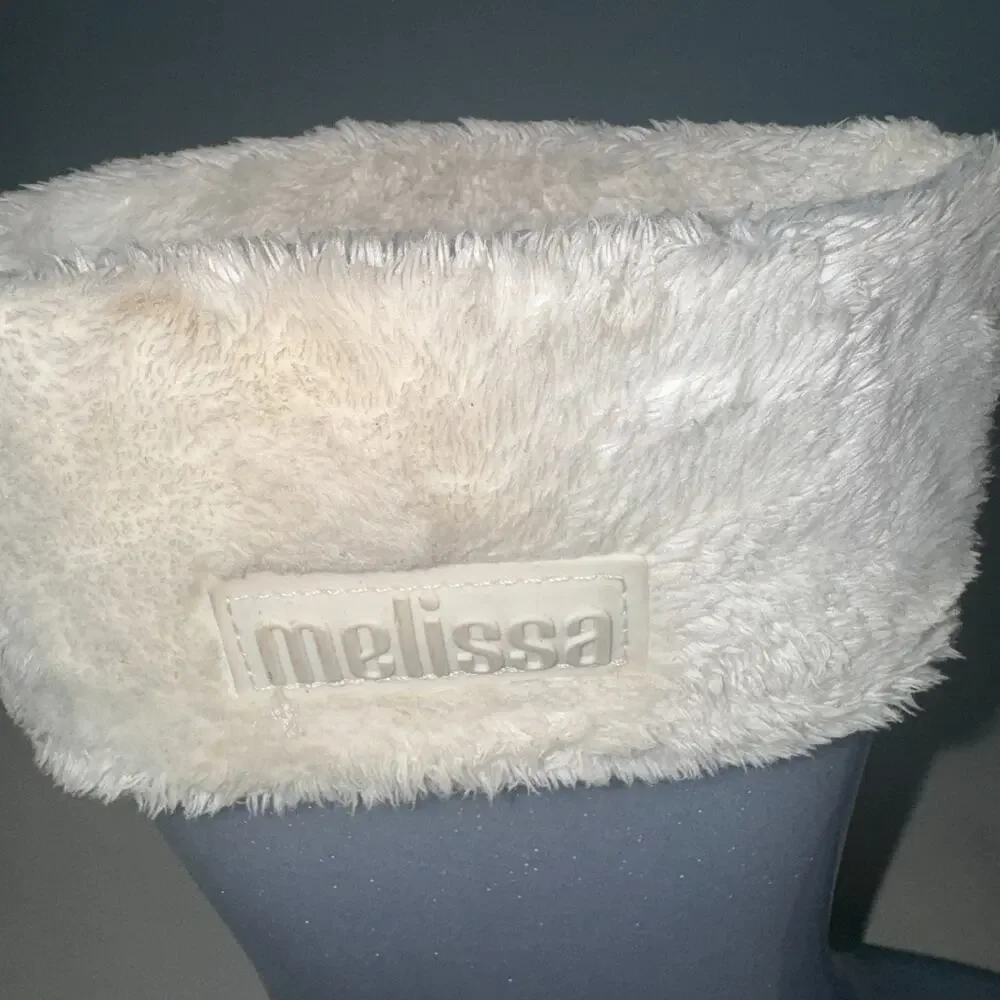 Melissa Girls 1 Mel Rain Boot II Outdoor Playwear‎ Glitter Cool Weather Faux Fur